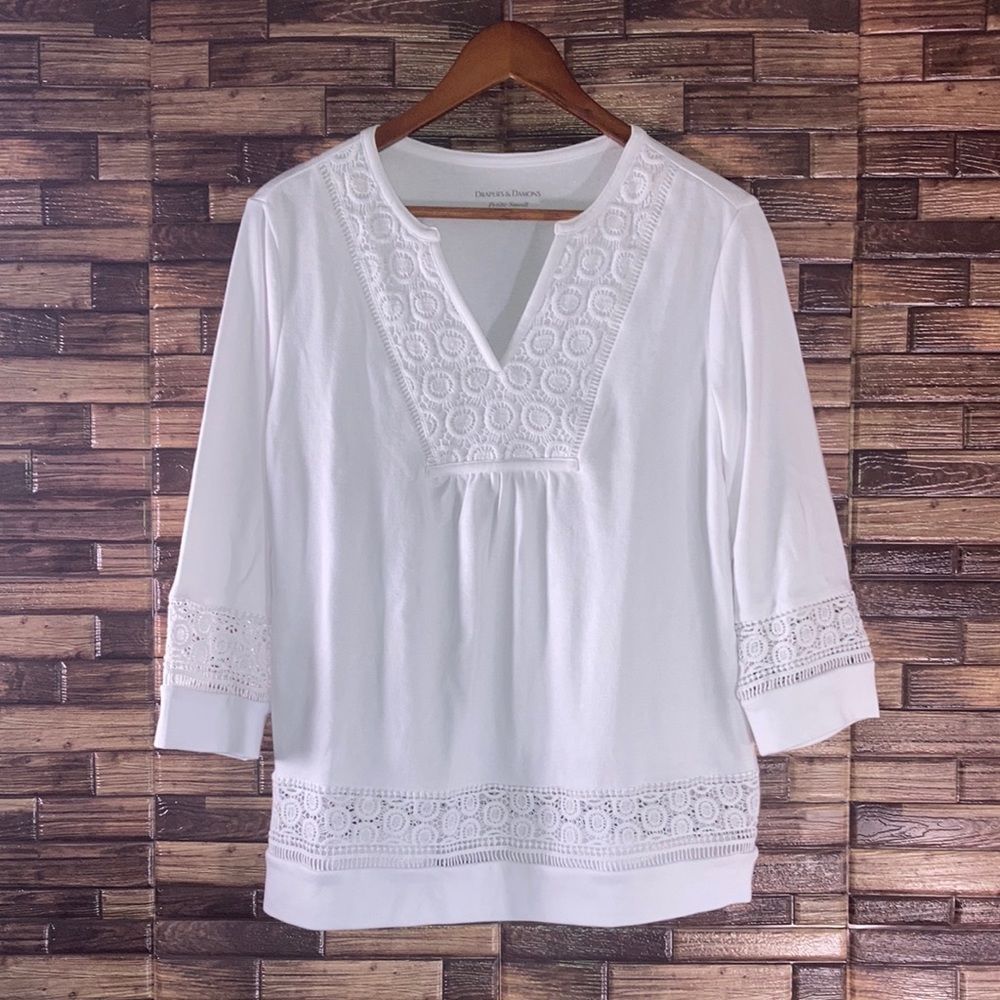 EUC Damon and Drapers White Small Petite TunicTop